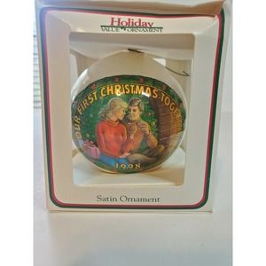 Vintage Satin Christmas Ornament Our First 1998 Gift Vtg